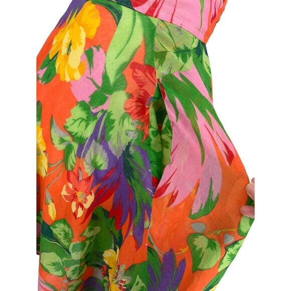 Mods Int’l Semi Sheer Wrap Full Skirt Midi Floral Size 6 Colorful Beach - Picture 5 of 10